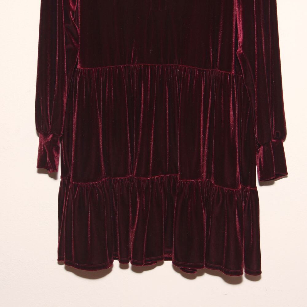 1. State Stretch Velvet Tiered V-neck Dress Size XL Long Sleeve - Picture 4 of 9